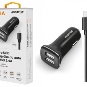 ALIGATOR Ponúka. do auta microUSB 2,4A TCH čierna