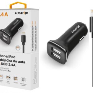 ALIGATOR Nab. do auta iPh 5/6/7/8, 2,4A TCH čierna