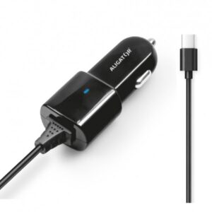 Aligátor nab. do auta USB-C s USB TCH 2,4A čierna