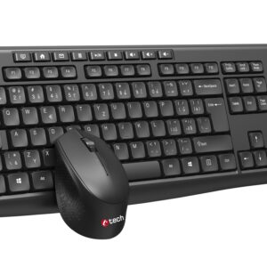 Klávesnice C-TECH WLKMC-04, bezdrátový combo set s myší, černý, USB, CZ/SK