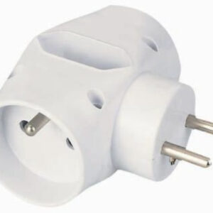 PremiumCord Roztrojka 230V 10A, 2x guľatá +1x plochá zásuvka, biela