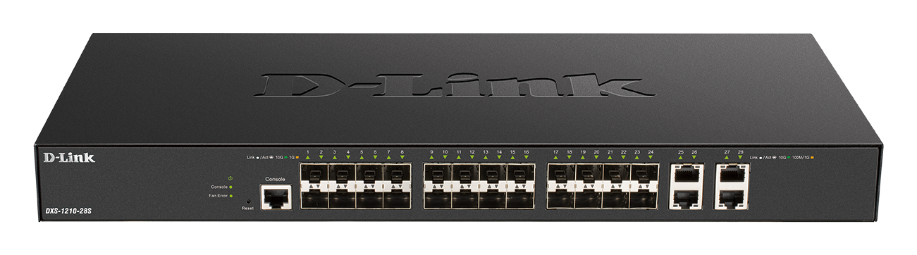 D-Link DXS-1210-28S 24 x 10 G SFP+ portov + 4 x 10 G Base-T portov Smart Managed Switch