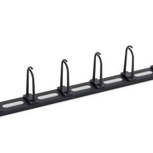 19" vyvaz.panel 1U, 6xháčik veľký, oválne otv., čierny