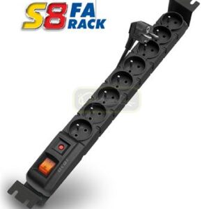 19" napája.panel ACAR S8/5m 8x220V Black+prep.ochr.10A