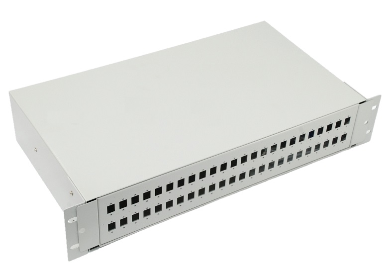 19" 2U Optická vaňa 48xSC simplex, LC duplex, E2000, sivá