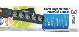 Prepäťová ochrana 5 zásuviek 3m čierna