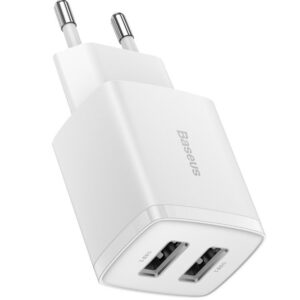 Baseus nabíjačka do siete Compact 2xUSB 10,5W biela