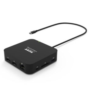 PORT CONNECT USB-C Dokovacia stanica 10v1, 2x4K Display Port, 5x USB-A, USB-C 85W PD, Ethernet, SD