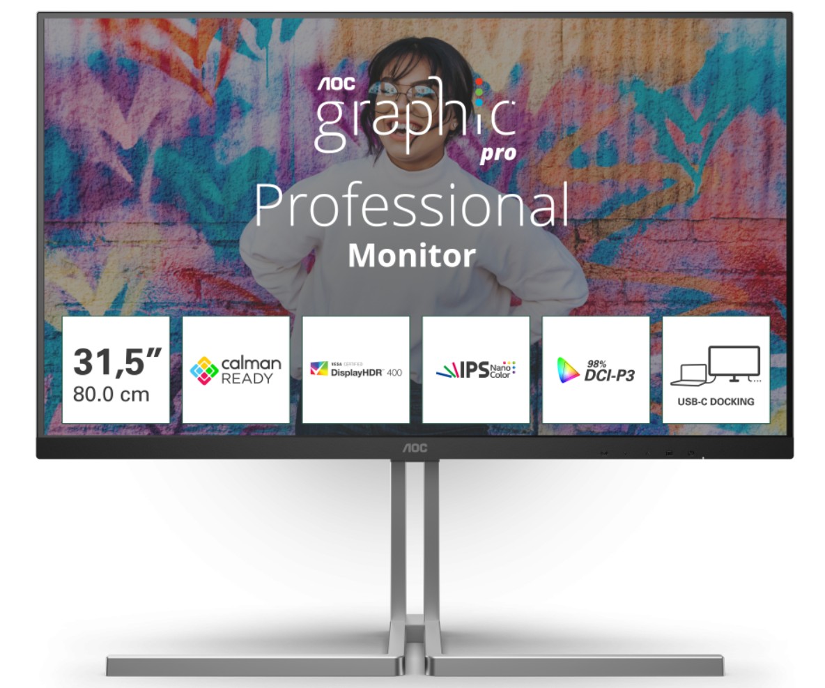 AOC/U32U3CV/32"/IPS/4K UHD/60Hz/4ms/Blck-Slvr/3R