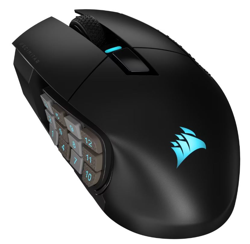 Corsair SCIMITAR ELITE/Herná/Optická/Pre pravákov/26 000 DPI/Drôtová+bezdrôtová/Čierna