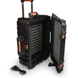 PORT CONNECT Rolling charging cabinet, nabíjací prepravný kufor na kolieskach pre 12 zariadení, čierny