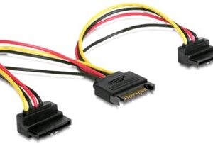 Kábel SATA napájací na 2x SATA 90 °, rozdvojka, 15cm