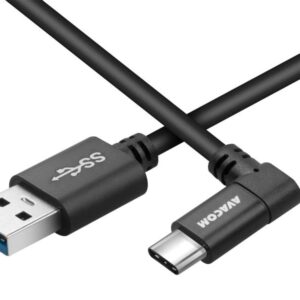 AVACOM dátový a nabíjací kábel USB - USB Type-C, 100cm, konektor v uhle 90 °, čierny