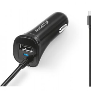 Aligátor nab. do auta 2xUSB výstupom 2,4A, čierna