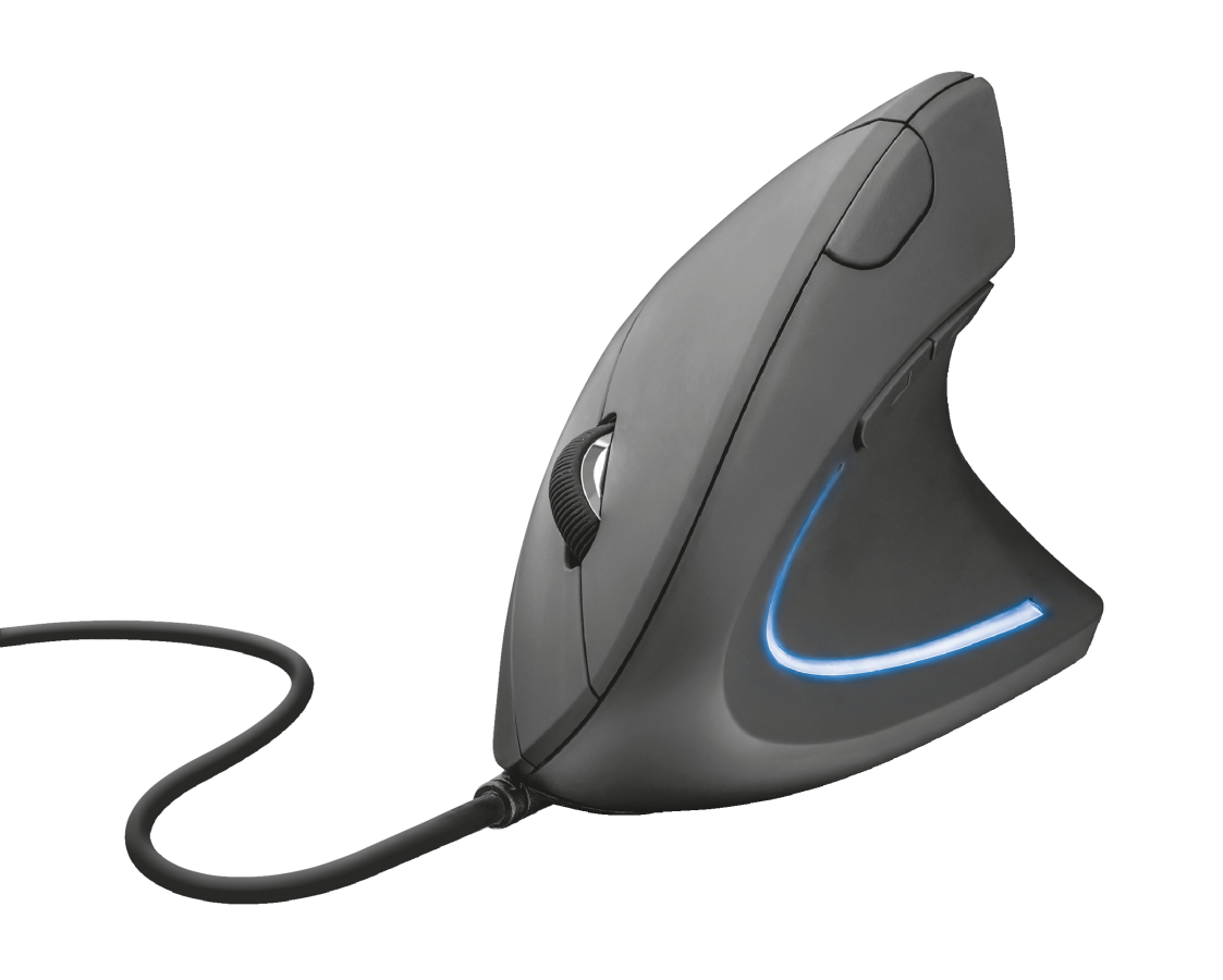 TRUST Verto/Vertikálna/Optická/Pre pravákov/1 600 DPI/Drôtová USB/Čierna