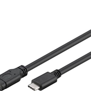 PremiumCord Predlžovací kábel USB 3.1 konektor C/male - C/female, čierny, 2m