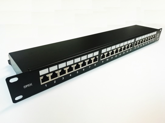 Patch panel 24p.Cat6A STP 1U osadený čierny