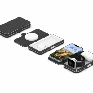 ER POWER skladacia cestovná nabíjačka 3v1 - čierna