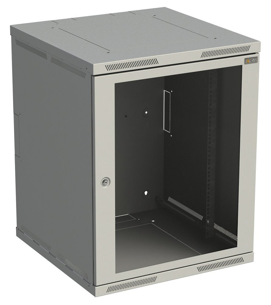 Rozvádzač nástenný SENSA 15U 500mm, dvere sklo, RAL 7035, SENSA-15U-65-11-G