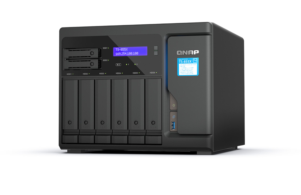 QNAP TS-855X-8G (8core 2,8GHz, 8GB RAM, 6x 3,5" +2x 2,5", 2x M.2 NVMe, 2x PCIe, 1x 10GbE, 2x 2,5GbE)