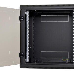 Nástenný rack jednodielny 12U (š)600x(h)595 perforované dvere čierny