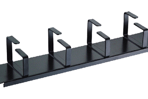 19" vyväzovací panel 2U 4x kov.háčik (8,0 x 4,5-6,0cm) čierny