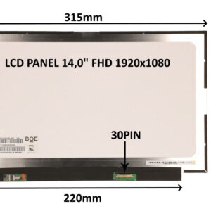 LCD PANEL 14,0" FHD 1920x1080 30PIN MATNÝ IPS / BEZ ÚCHYTOV