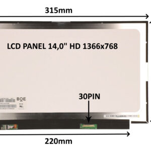 LCD PANEL 14,0" HD 1366x768 30PIN MATNÝ / BEZ ÚCHYTOV