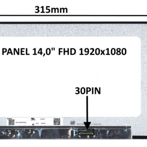 LCD PANEL 14,0" FHD 1920x1080 30PIN MATNÝ IPS / BEZ ÚCHYTOV