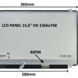 LCD PANEL 15,6" HD 1366x768 40PIN LESKLÝ / ÚCHYTY HORE A DOLE