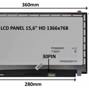 LCD PANEL 15,6" HD 1366x768 30PIN LESKLÝ / ÚCHYTY HORE A DOLE