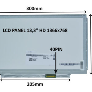 LCD PANEL 13,3" HD 1366x768 40PIN MATNÝ / ÚCHYTY PO STRANÁCH
