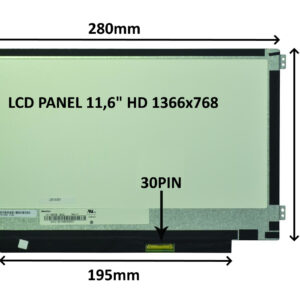 LCD PANEL 11,6" HD 1366x768 30PIN MATNÝ / ÚCHYTY PO STRANÁCH