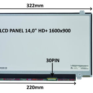 LCD PANEL 14,0" HD+ 1600x900 30PIN MATNÝ / ÚCHYTY HORE A DOLE