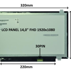LCD PANEL 14,0" FHD 1920x1080 30PIN MATNÝ IPS / ÚCHYTY HORE A DOLE