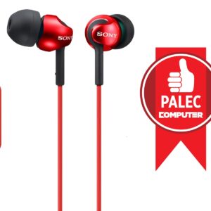 SONY slúchadlá MDR-EX110AP, handsfree, červené