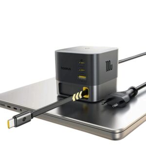 Baseus Nabíjacia stanica Super GaN Charger 100W, 3x USB-C, USB-A 1m kábel čierna