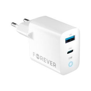 Rýchlonabíjačka do siete Forever GaN TC-06-33AC PD QC 1x USB-C 1x USB 33W biela