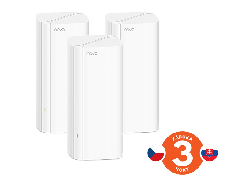 Tenda Nova EX12 (3-pack) WiFi6 AX3000 Mesh Gigabit systém, 9xGLAN/GWAN, WPA3, VPN, SMART CZ aplikácie