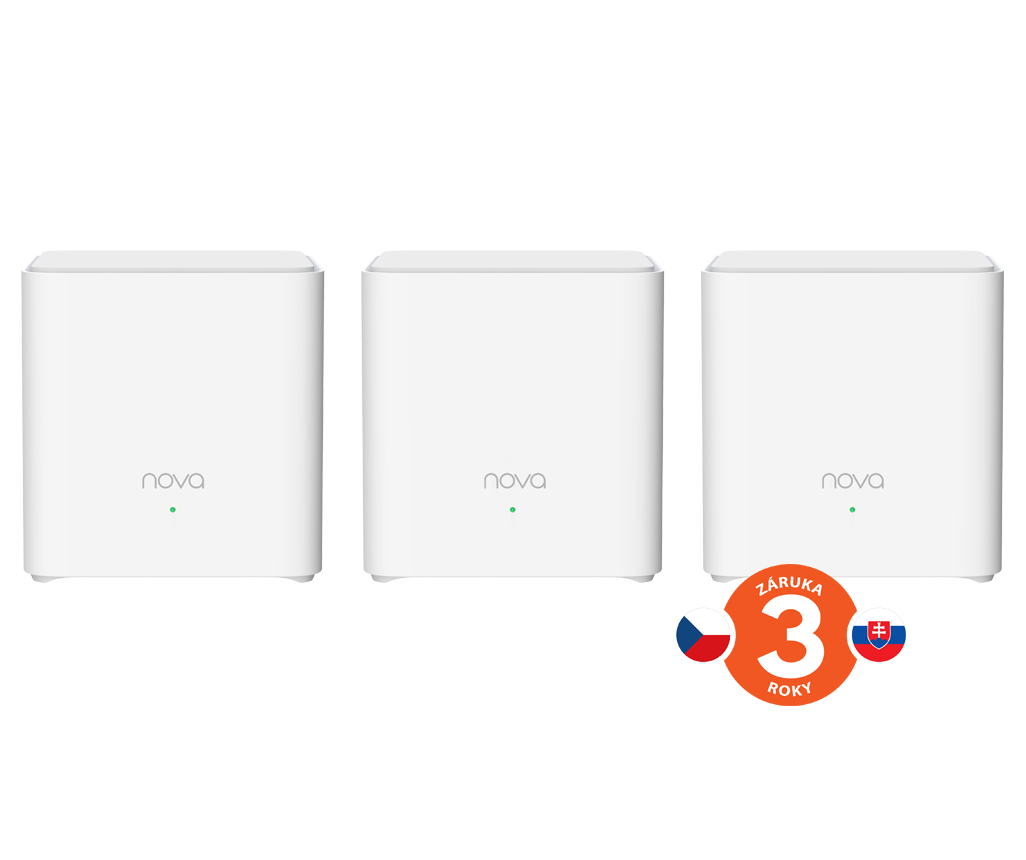 Tenda Nova EX3 (3-pack) WiFi6 AX1500 Mesh Gigabit systém, 6xGLAN/GWAN, WPA3, VPN, SMART CZ aplikácie