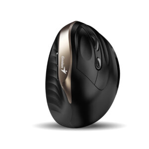 Genius Ergo 8250S/Vertikálna/Optická/Pre pravákov/1 600 DPI/Bezdrôtová USB/Čierna-zlatá