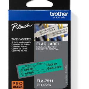 FLe-7511, predrezané štítky - čierna na zelenej, šírka 21 mm