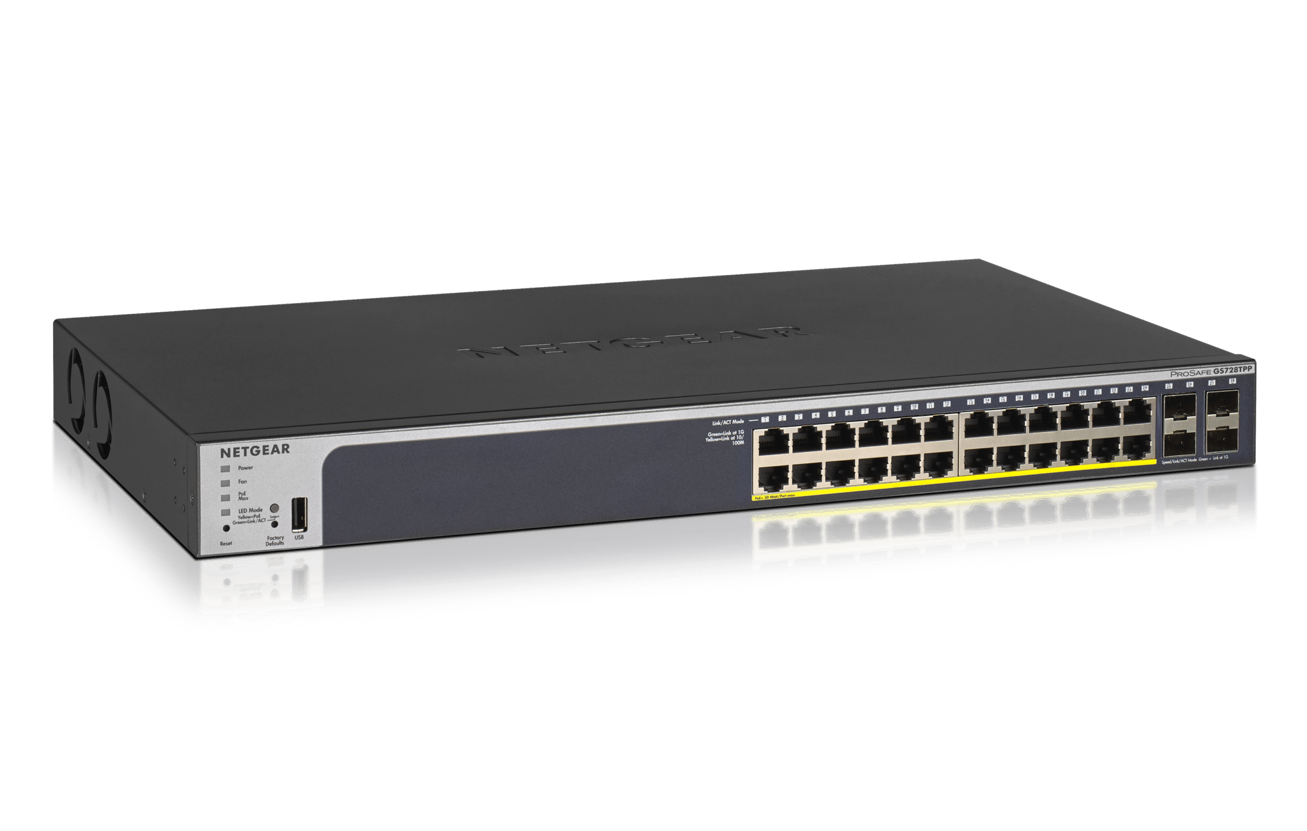 NETGEAR 24-Port Gigabit PoE+ (380W) SmartManaged Pro Switch with 4 SFP Ports