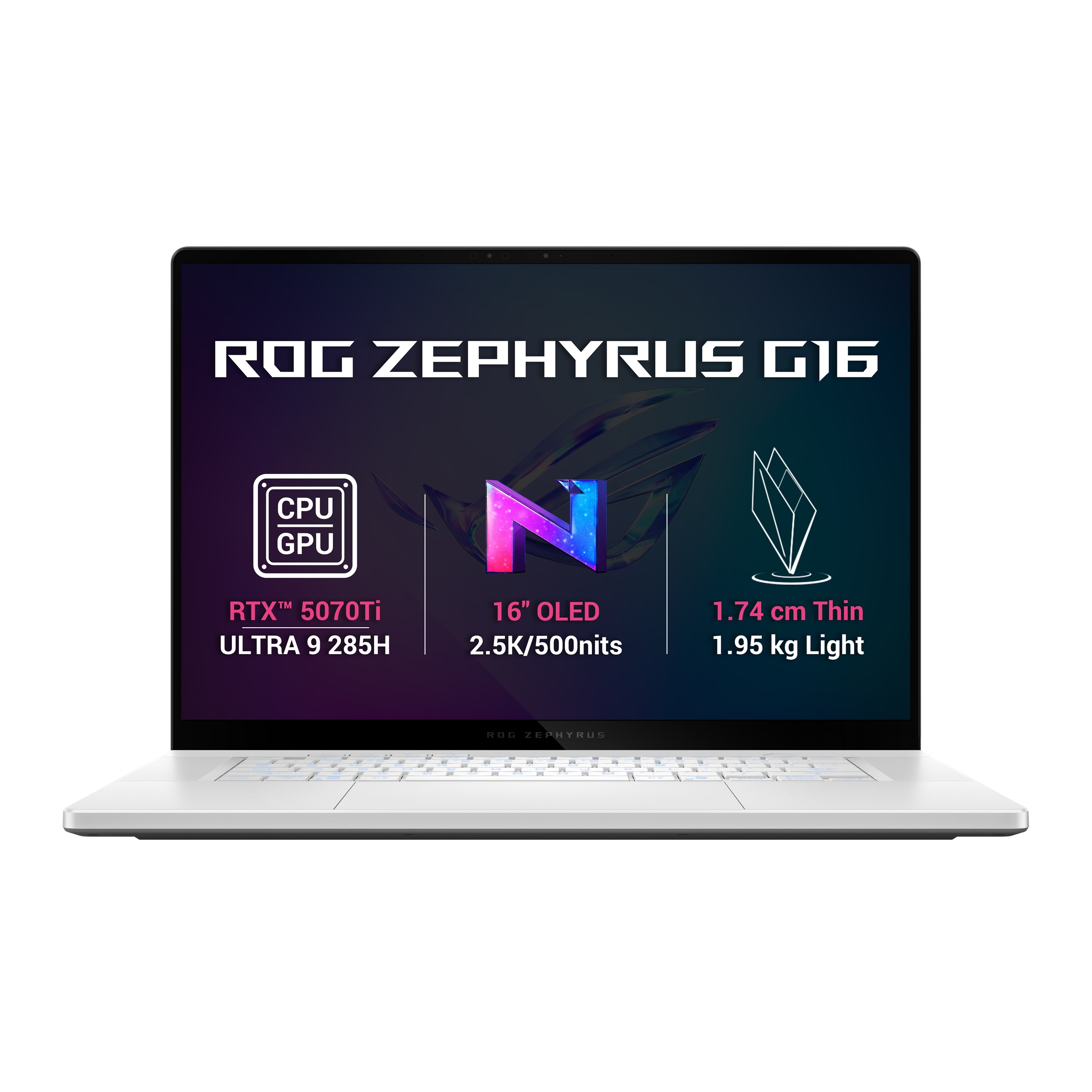 ASUS ROG Zephyrus G16/GU605CR-NEBULA169X/U9-285H/16"/2560x1600/32GB/2TB/RTX 5070Ti/W11P/White/2R