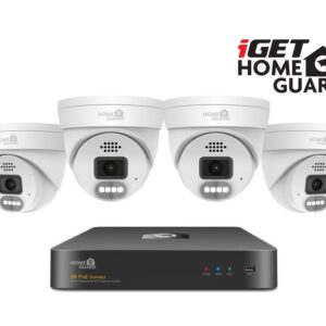 iGET HGNVK84804 - kamerový PoE set, 2K rozlíšenie, 8CH NVR + 4x kamera so zvukom, IR + LED, CZ app