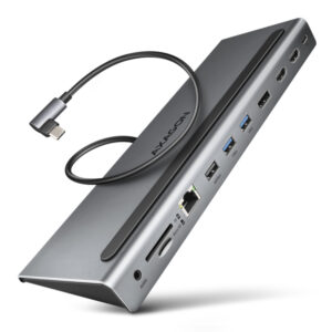 AXAGON HMC-4KX3 USB 5Gbps hub, 3x USB-A, 2x HDMI, DP, RJ-45, SD/microSD, audio, PD 100W, kábel 40cm