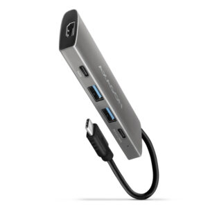 AXAGON HMC-5G21, USB 10Gb/s hub, porty 2x USB-A, 2x USB-C, HDMI 4k/30, PD 60W, kábel USB-C 13cm