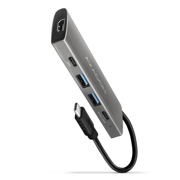 AXAGON HMC-5G21, USB 10Gb/s hub, porty 2x USB-A, 2x USB-C, HDMI 4k/30, PD 60W, kábel USB-C 13cm