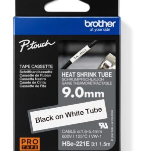 HSE-221E - čierna tlač na biele, šírka 9,0 mm