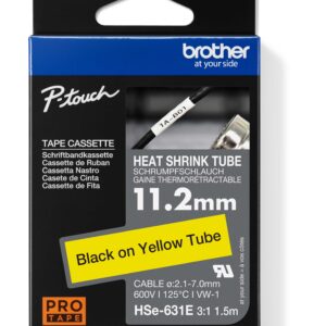 HSE-631E - čierna tlač na žltej, šírka 11,2 mm